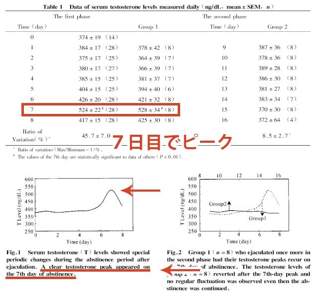 オナ禁日数とテストステロン値の関係