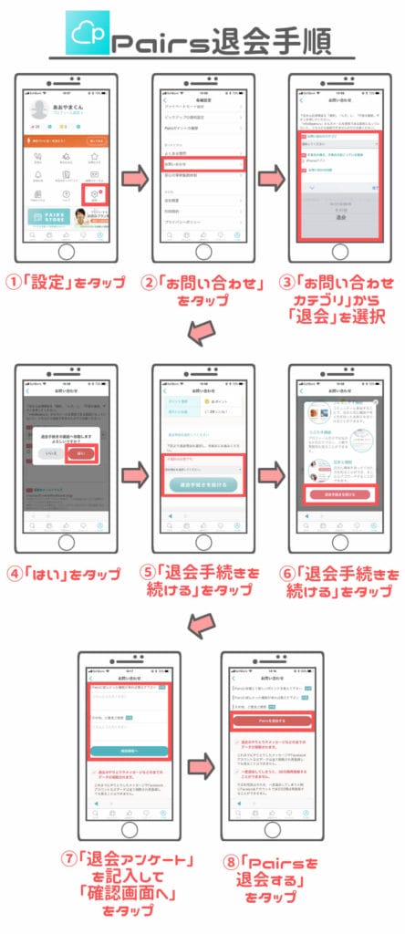ペアーズ 退会方法