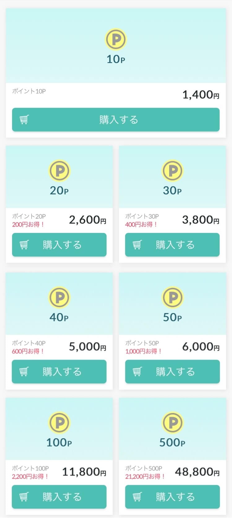 felizポイント料金